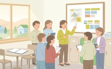 介護リーダーになるためのキャリア｜役割・求められる力・目指し方の実践ガイドを表すイラスト