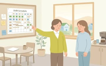 介護職のシフト希望の確認ポイント｜希望が通る職場かを応募前に見極めるを表すイラスト