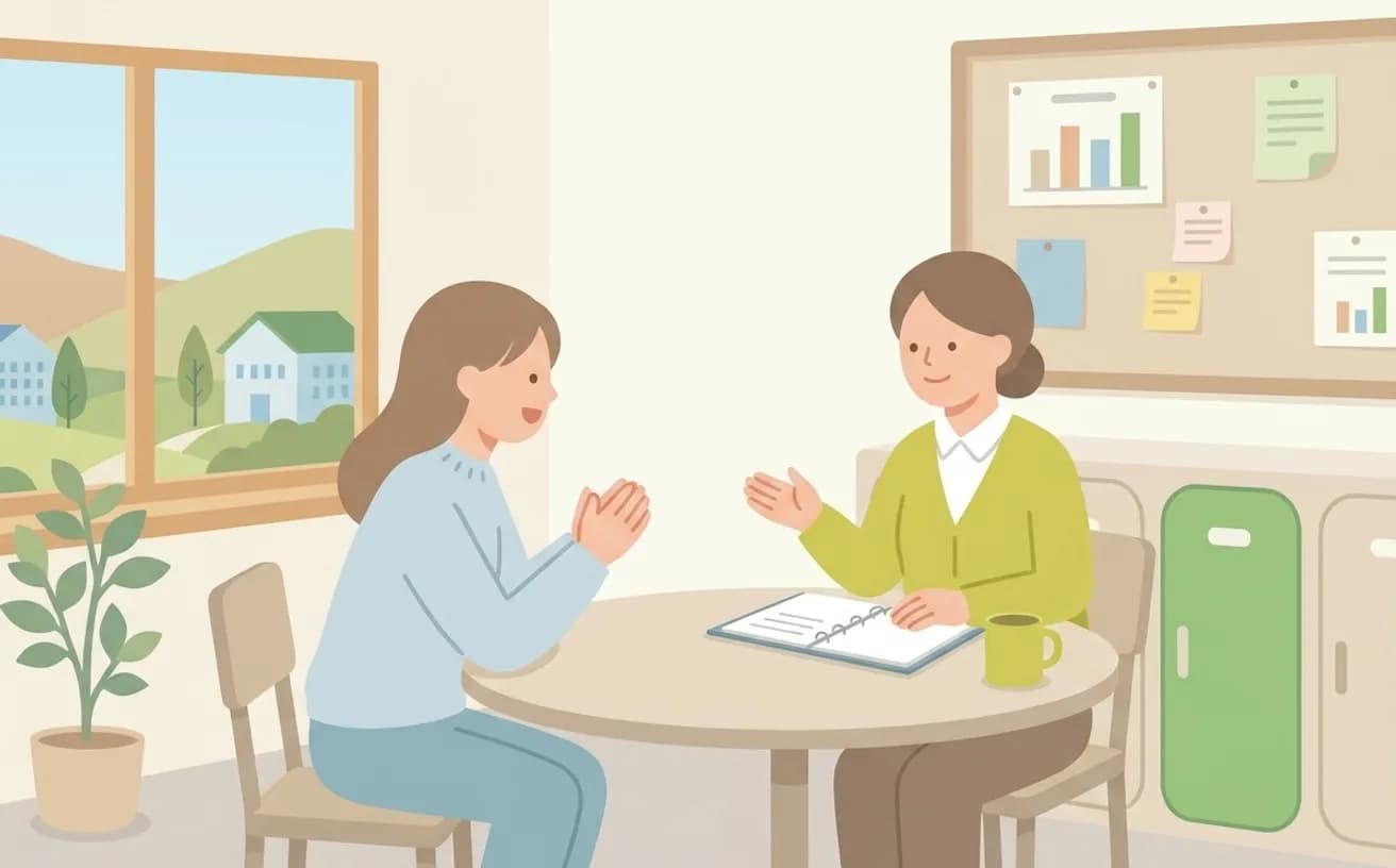 介護職の昇給条件の確認ポイントを表すイラスト