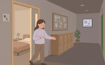 夜勤専従介護職の仕事内容を表すイラスト