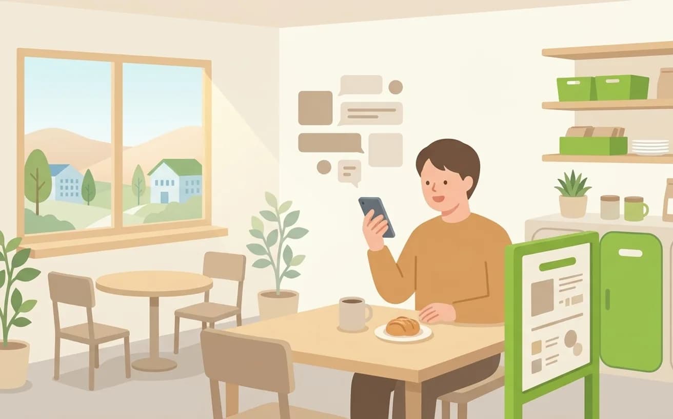AIに介護求人を相談する使い方を表すイラスト