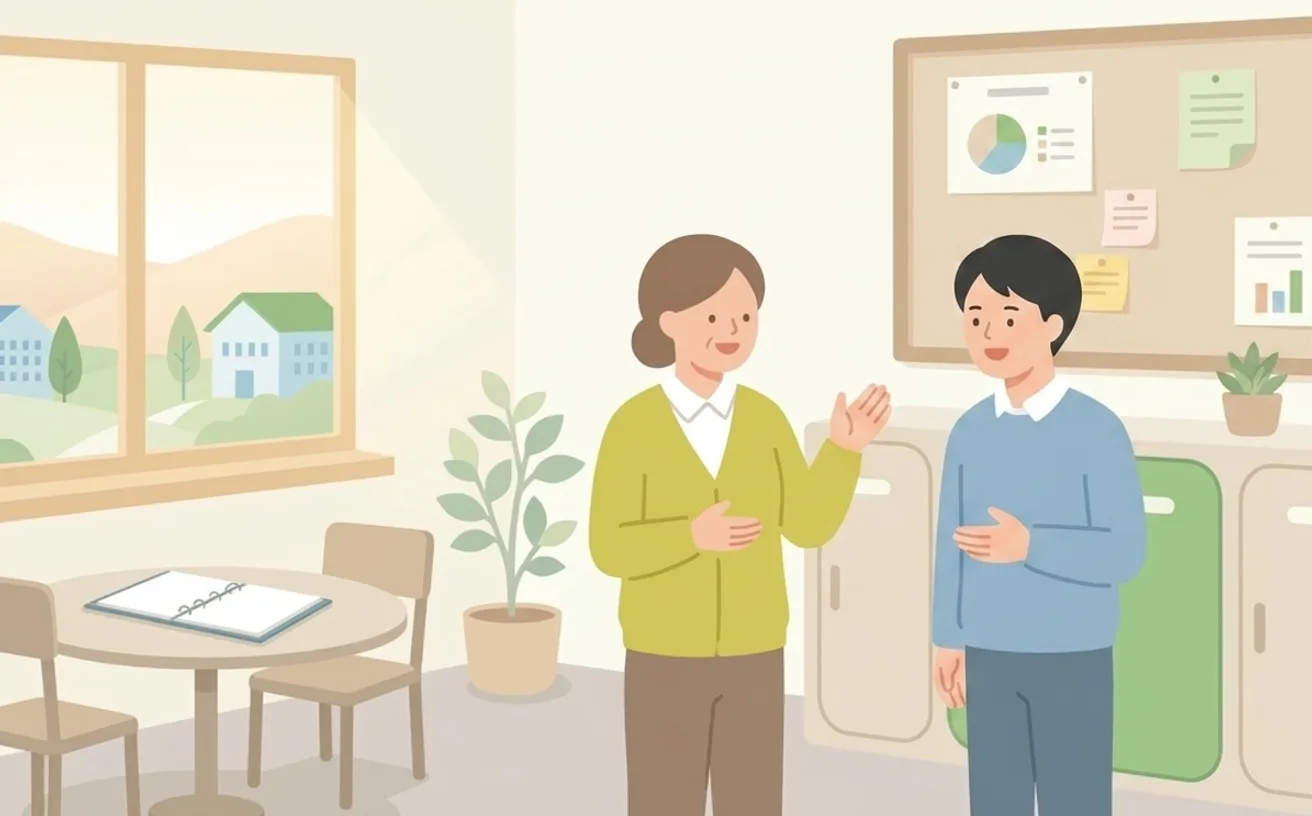 外国籍の人が介護で働く方法と在留資格を表すイラスト