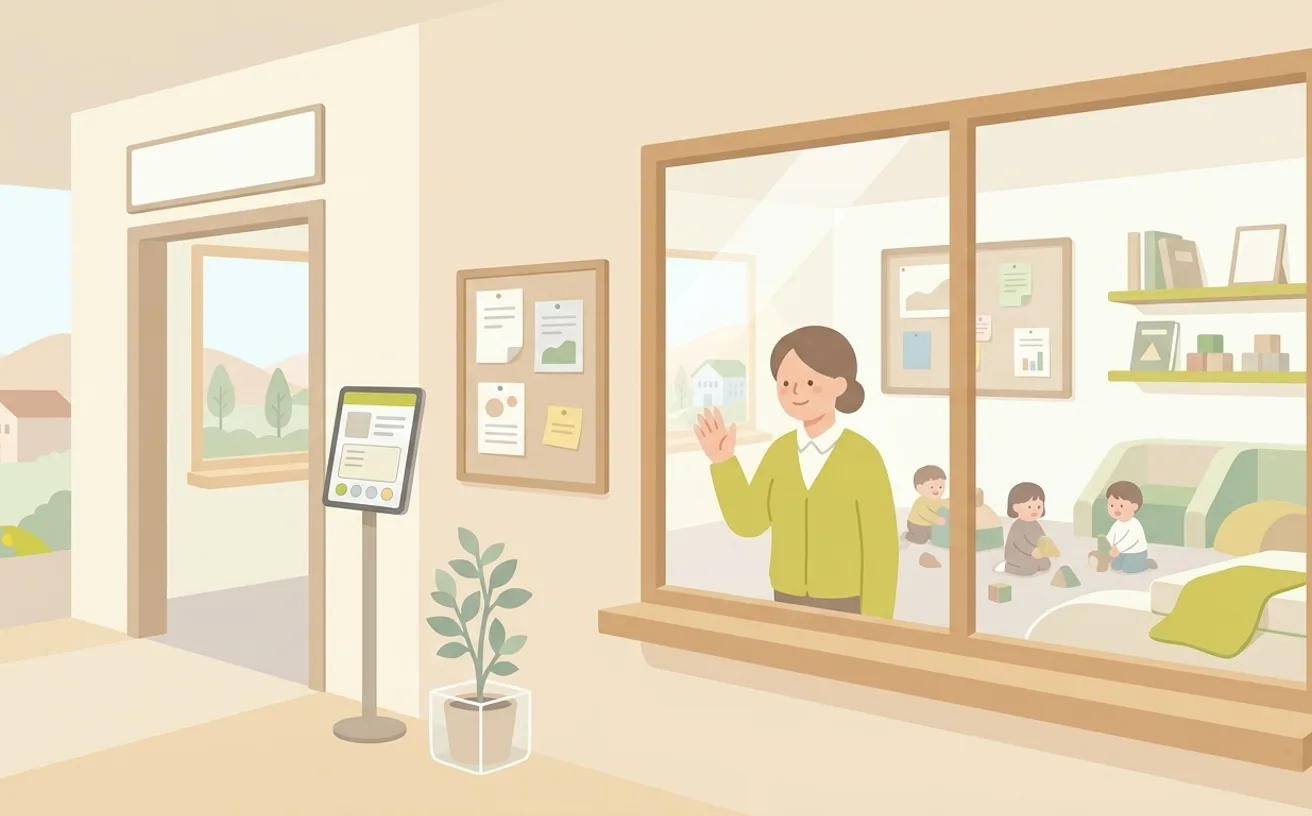託児所付き介護職場の働き方を表すイラスト
