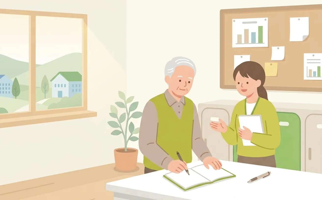 50代60代から始める介護の仕事を表すイラスト