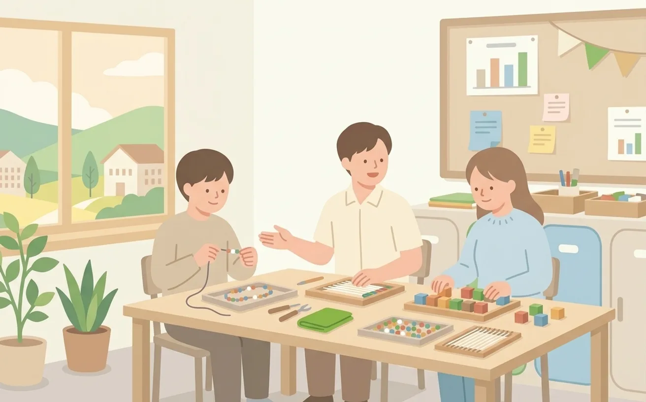 障害福祉サービスで働く介護職の仕事を表すイラスト