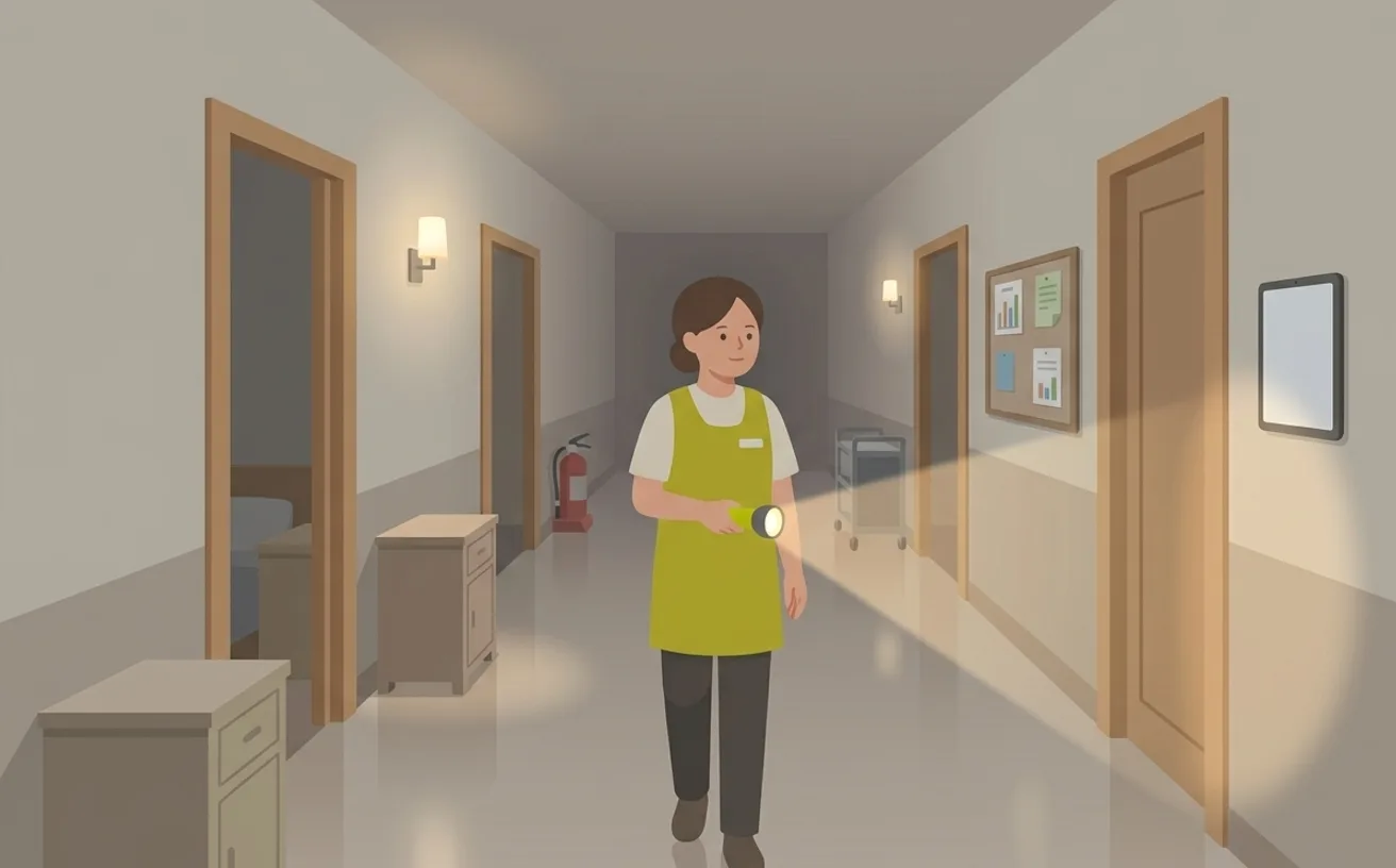 特養で働く仕事内容と夜勤の実態を表すイラスト