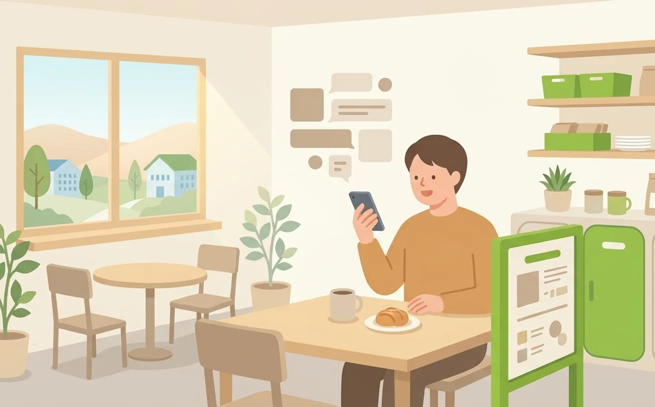 AIに介護求人を相談する使い方を表すイラスト