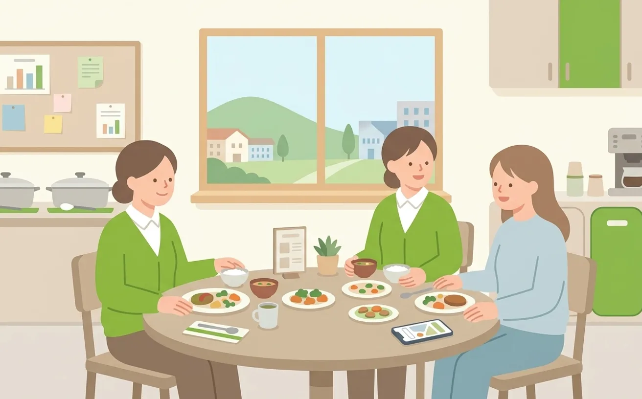 制服・食事補助がある介護職場の確認ポイントを表すイラスト